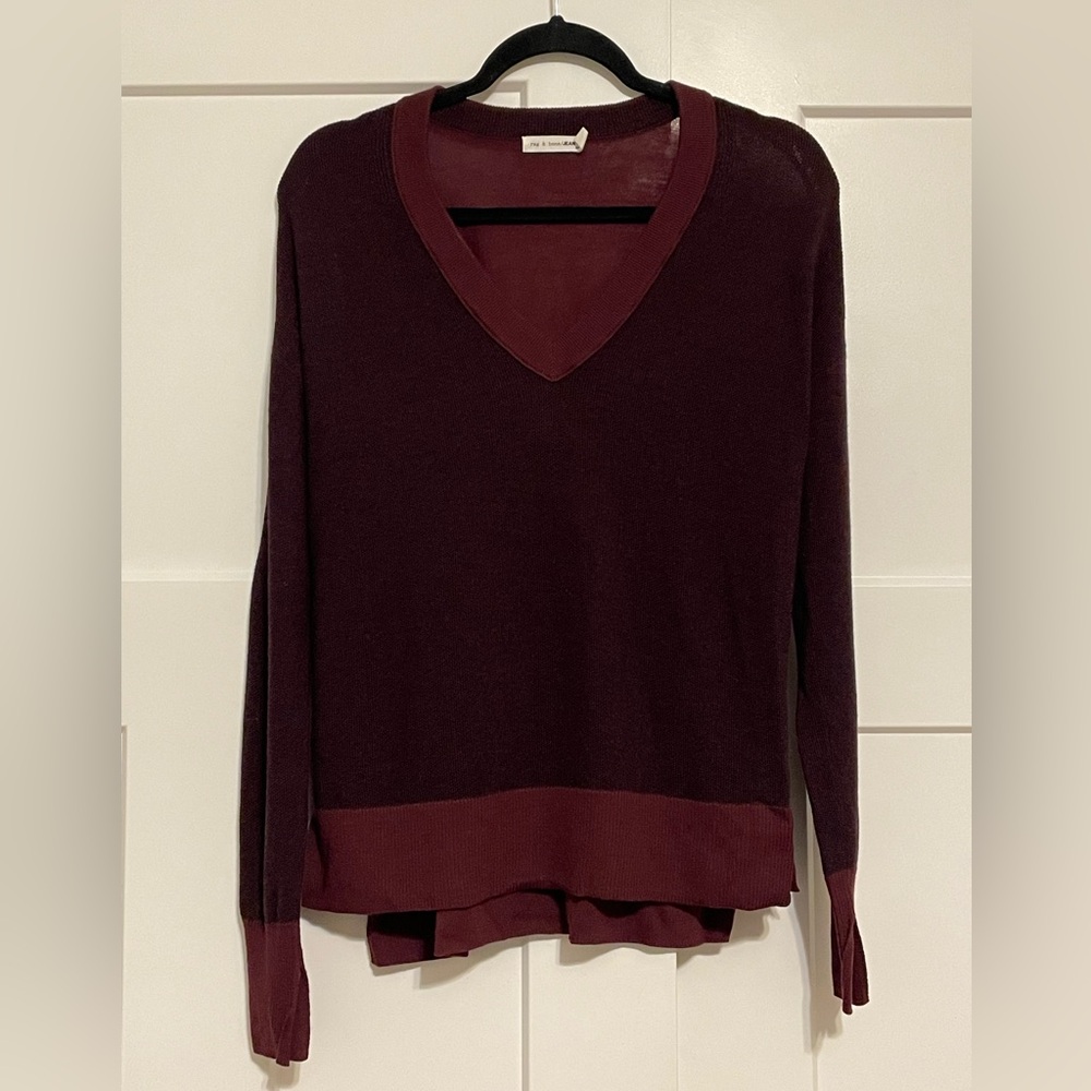 rag & bone Deep Red V-Neck Sweater